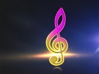 Obraz premium Treble clef shining on dark background with lens flare effect