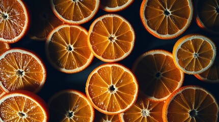 Sunlit Orange Slices: A Vibrant, Dark Moody Food Photography
