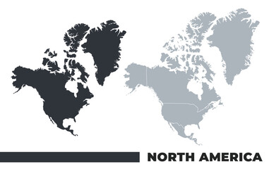 Naklejka premium North America flat and border outline vector maps
