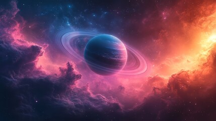 Majestic Cosmic Sphere Amid Glowing Nebula and Radiant Interstellar Clouds