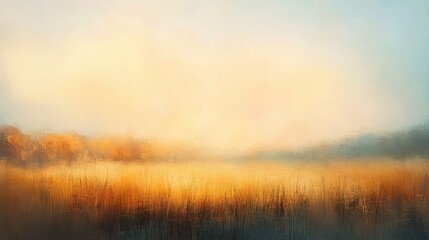 Fototapeta premium Serene Abstract Meadow at Sunrise with Warm Autumn Hues