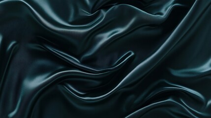Obraz premium Luxurious dark teal silk fabric with smooth, flowing textures and subtle sheen.