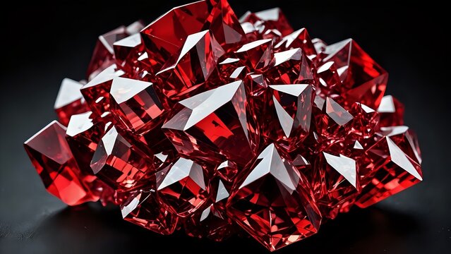 abstract red ruby crystals on a black