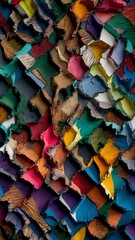 Fototapeta premium Close up view of texture made of ripped colorful paper pieces