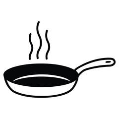 Pan Heating Silhouette Vector Illustration  High Quality Kitchen Tool Graphics for Creative Projects