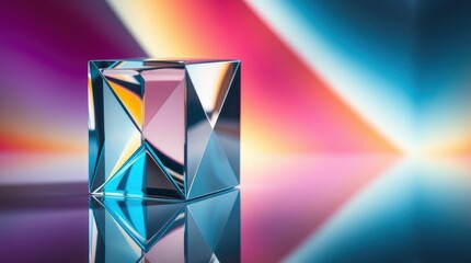 Glass Cube Prism: Colorful Abstract Reflection