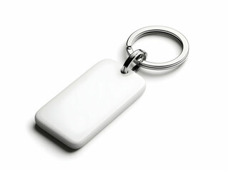 White Rectangular Keychain 3D Render