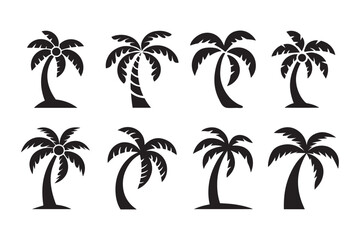 palm tree silhouette vector isolated on white background