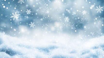 Fototapeta premium Magical winter scene with falling snowflakes creating a tranquil atmosphere.