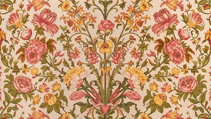 Fototapeta premium Classic wallpaper vintage flower pattern background