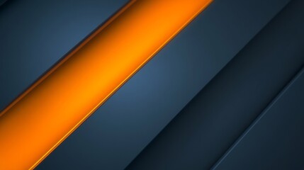 Abstract orange stripe diagonally cuts dark grey textured background. AI Generated
