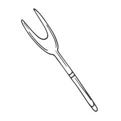 BBQ spatula doodle. Barbeque cutlery. Vector illustration hand drawn