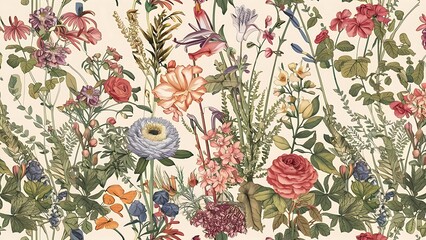 Vector Seamless Floral Pattern Illustration. Horizontally And Vertically Repeatable.