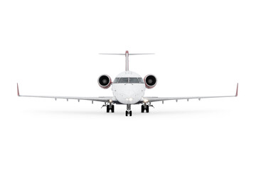 Front view of a passenger regional jet isolated
