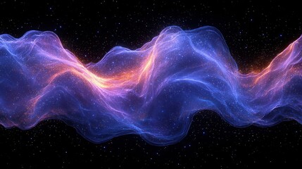 Fototapeta premium Cosmic energy wave flowing through space, starry background, digital art