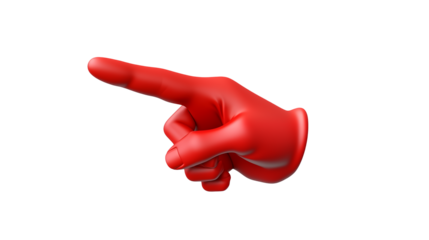 Red 3D Hand Pointing Right Directional Graphic Element for Website App Presentation and Marketing