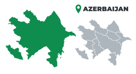 Fototapeta premium Azerbaijan map simple flat outline vector set