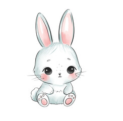 Cute Baby baby Bunny Watercolor Illustration Kids' Creative Activities
