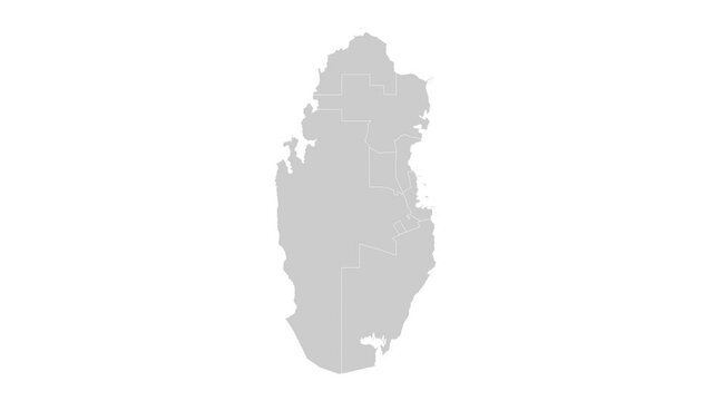 Qatar map animation. Animation of Connecting all areas into a complete map of Qatar with borders in the background with an alpha channel. Motion design.