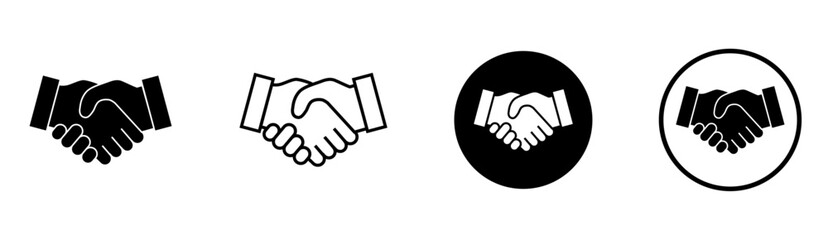 Handshake icons in various styles and designs, Handshake, deal, done, handshake icon, Business shake, deal agreement icons, vector illustration