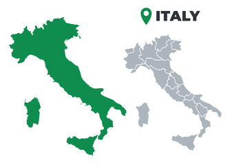 Obraz premium Italy map simple flat outline vector set