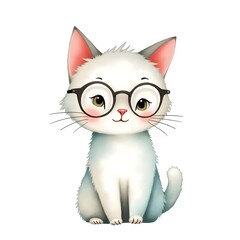 Cute stylish cat cartoon face with sunglass