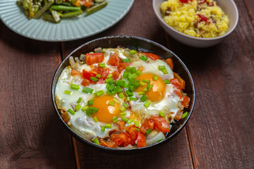 Jewish food tzimmes, chelnt, shakshuka for the holiday