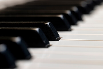 black and white piano keys in close up