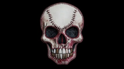 Obraz premium A creatively designed skull featuring baseball stitches and an artistic flair. transparent background