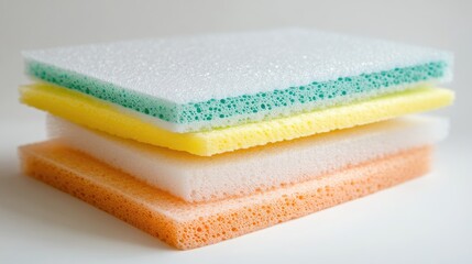 Colorful packaging foam sheets stacked in various shades for protective cushioning isolated on a neutral background