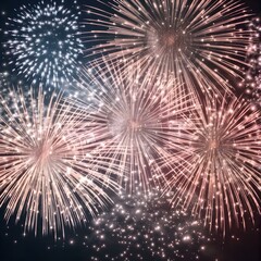 A dynamic background of fireworks in blue, white, and red, representing patriotic celebrations.