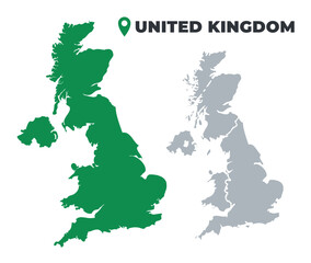 United Kingdom map simple flat outline vector set