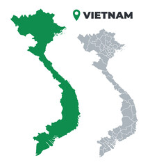 Vietnam map simple flat outline vector set
