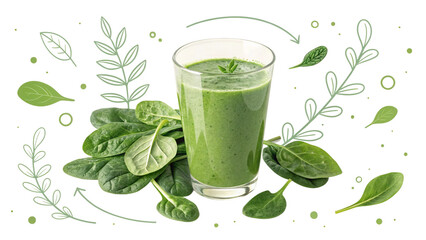 Healthy green smoothie with spinach