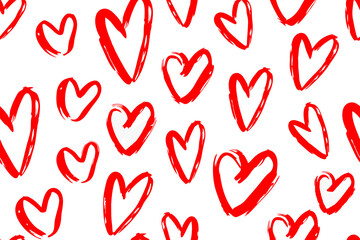 Hearts seamless background, Valentine pattern design. Trendy minimalistic hearts backdrop