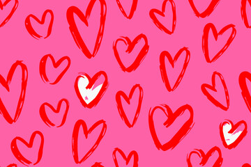 Hearts seamless background, Valentine pattern design. Trendy minimalistic hearts backdrop