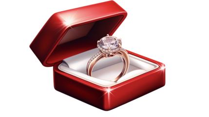 Sparkling Diamond Engagement Ring in Red Box Romantic Jewelry Gift Proposal Love Luxury Wedding