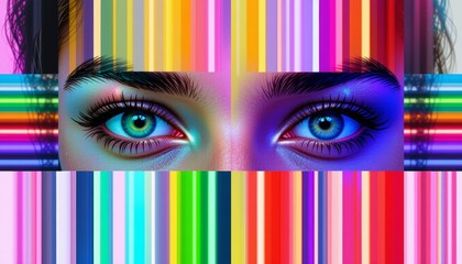 Eyes with colorful stripes symbolizing LGBTQ pride