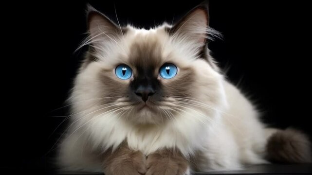 Birman cat on dark background