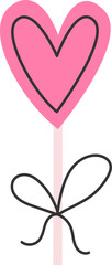 Love heart lollipop. Sweet dessert for Valentine's Day. Vector illustration.