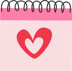 Romantic calendar with heart. Vector Illustration