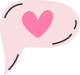 Speech bubble with heart. Valentine's Day illustration. Ideal for greeting cards, social media, and romantic designs. Vector art.