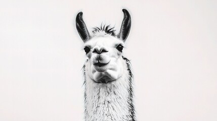 Obraz premium Elegant Black and White Llama Standing Gracefully Isolated