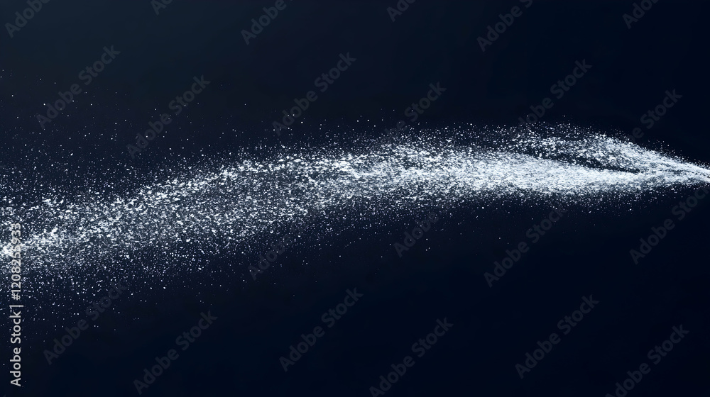Canvas Prints fine water spray creating an intricate pattern against a dark navy background, captured with bright 