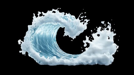 A dynamic ocean wave crashing, showcasing the power of nature and fluid motion. transparent background