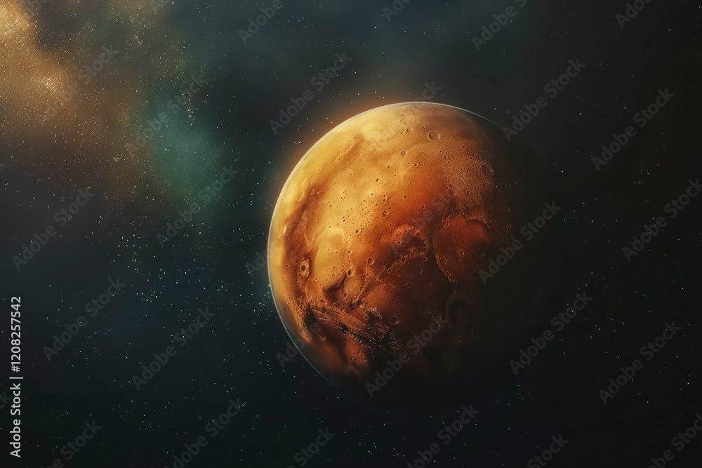 Poster planet mars on a dark background. generative ai