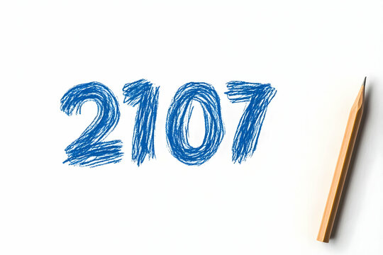 Blue Pencil Number Illustration 2107