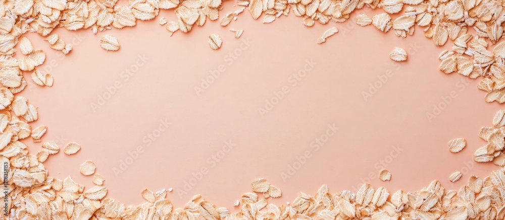 Poster Peach Background with Irregular Oatmeal Borders Creating a Soft Text Space for Creative Design and Minimalist Aesthetic