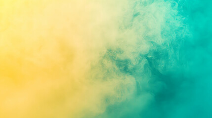 Fototapeta premium Mist creating intricate patterns against a solid pastel yellow and teal background, brightly lit for sharp focus