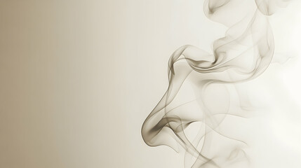 Mist forming elegant shapes against a solid light ivory background, brightly lit for maximum visibility